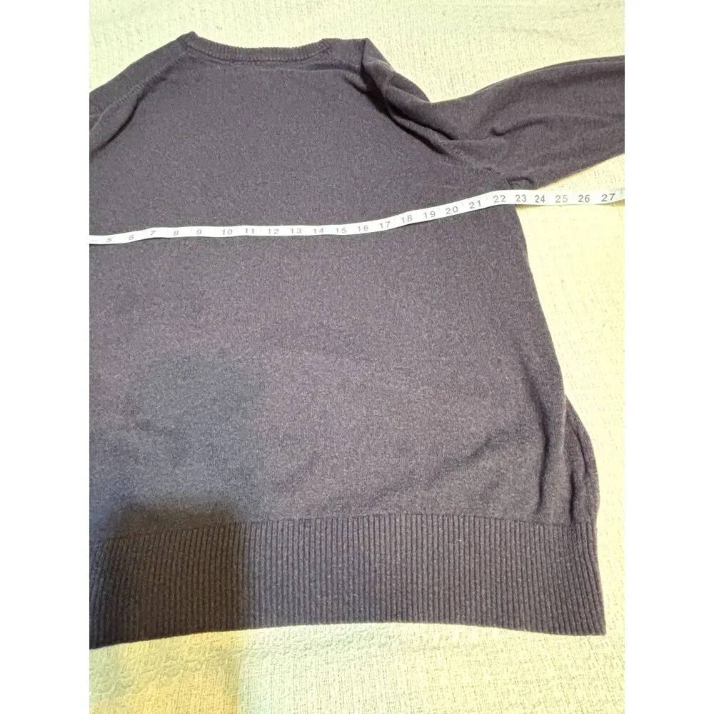 Eddie Bauer Cotton Cashmere V-Neck Sweater Men's XL Gray Blue Soft Luxury Blend